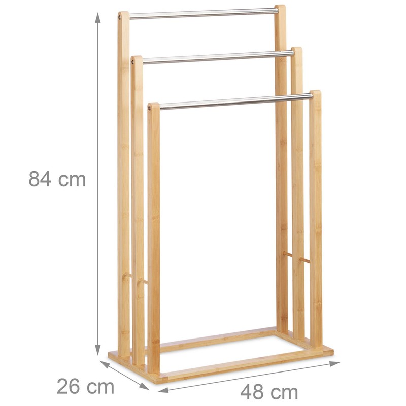 Handtuchständer HANDTUCHHALTER aus Bambus und Edelstahl