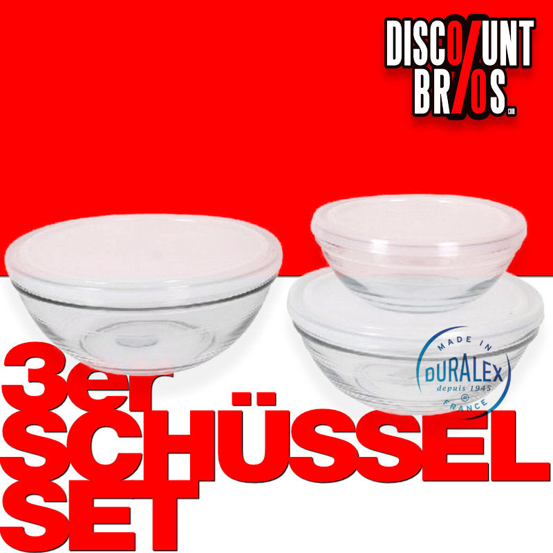 3er-Set Duralex LYS SCHÜSSEL-SET mit Deckeln VORRATSDOSEN Aufbewahrungsbox LUNCH BOX Frische Box 14,17 und 20,5cm