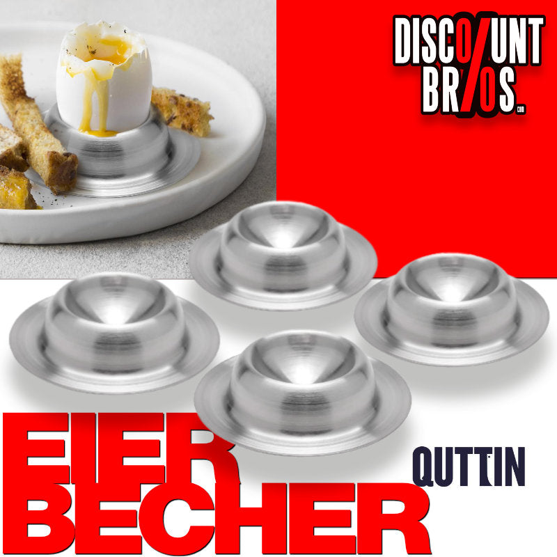 4er Set Quttin Eierbecher aus Edelstahl – klassischer Frühstücks Look