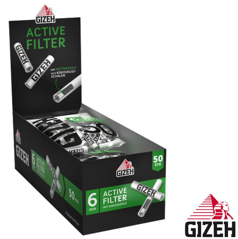 50 Stk. GIZEH BLACK Active Tips Aktivkohlefilter Filter Zigarettenfilter 6mm EXTRA-SLIM