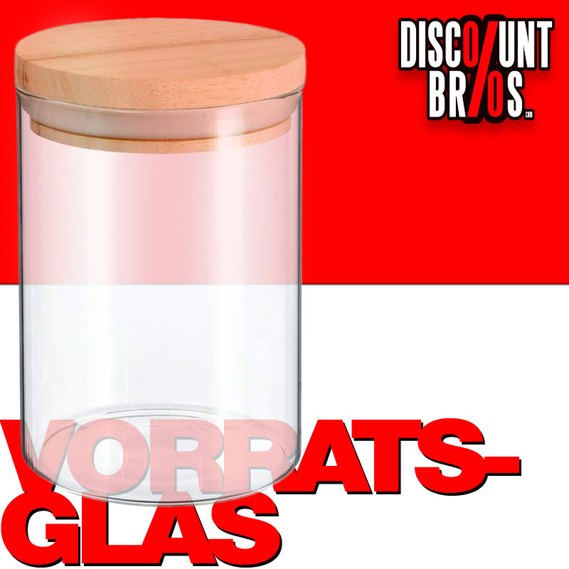 600ml VORRATSGLAS mit HOLZDECKEL Vorratsbehälter Aufbewahrungsglas transparentes Glas