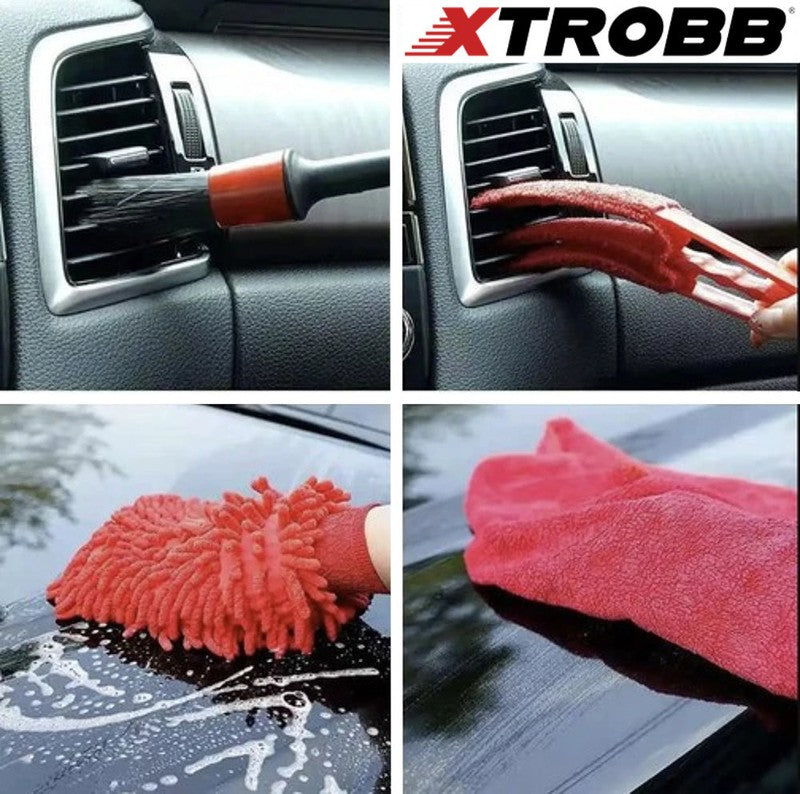 X-TROBB AUTO REINIGUNGS-SET Autopflege Set Fahrzeugaufbereitung Set Autoreinigungszubehör 19-teilig