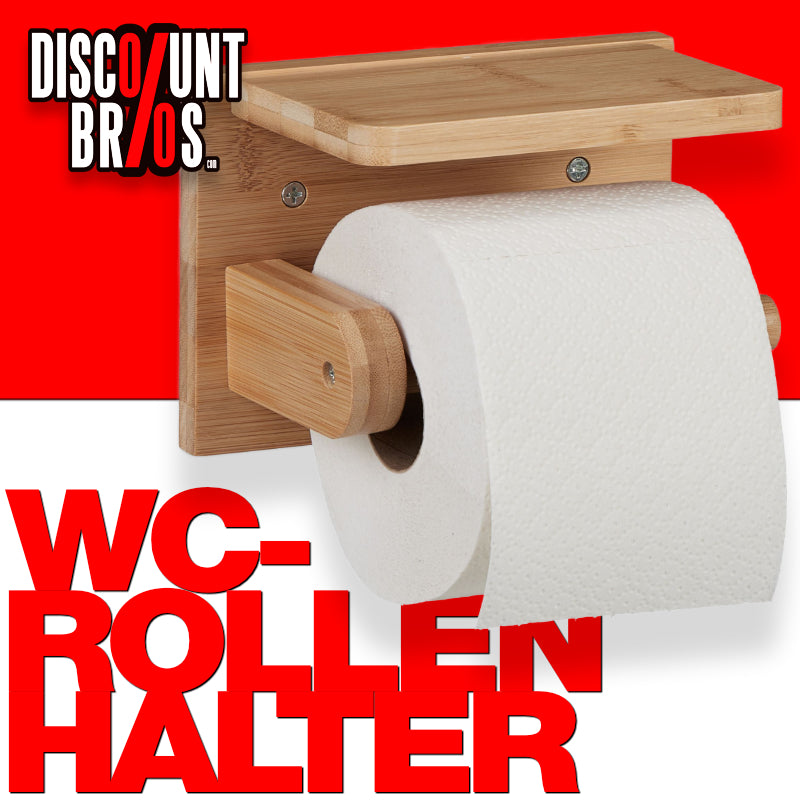 Toilettenpapierhalter WC-PAPIER-HALTER mit Ablage aus Bambus-Holz RECHTS