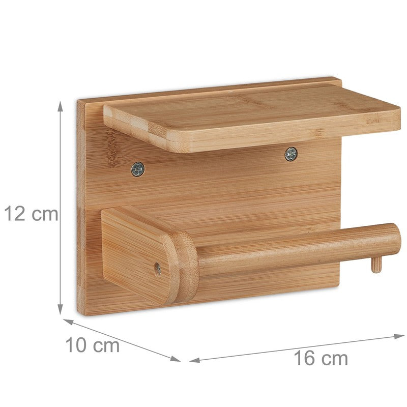Toilettenpapierhalter WC-PAPIER-HALTER mit Ablage aus Bambus-Holz RECHTS