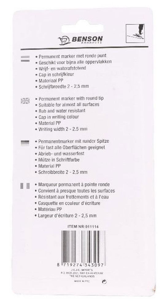 BENSON OFFICE PERMANENT-MARKER SET 4-teilig wasserfeste Filzstifte SCHWARZ