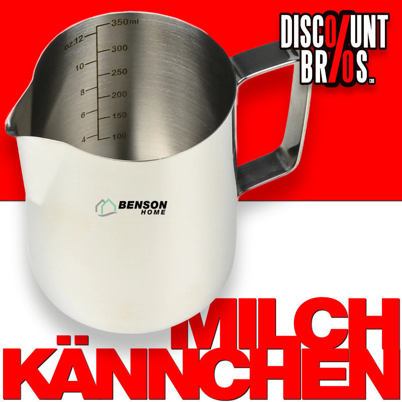 Barista Milchkännchen KRUG aus Edelstahl mit Messskala 350ml