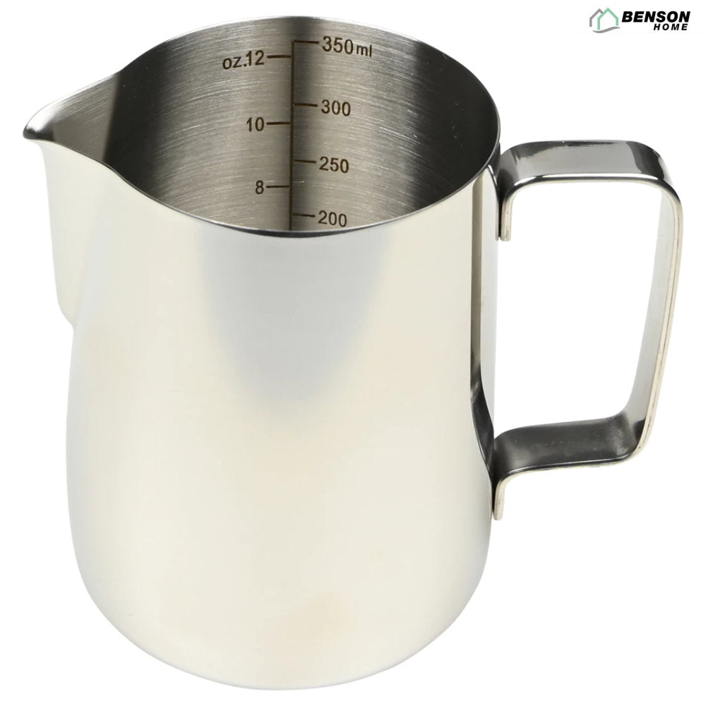 Barista Milchkännchen KRUG aus Edelstahl mit Messskala 350ml