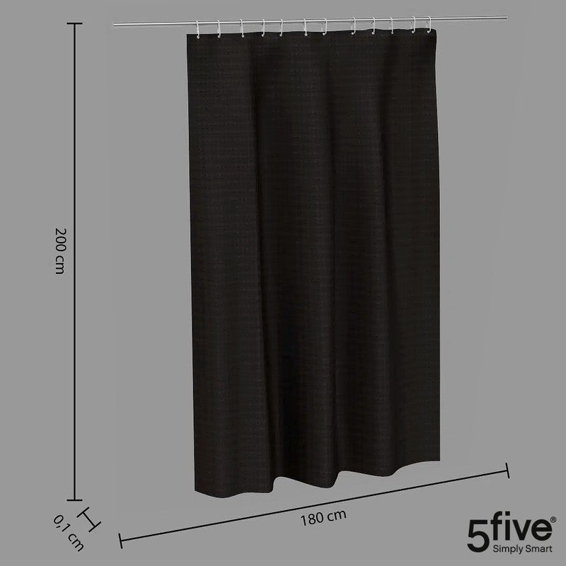 5five Textil DUSCHVORHANG Polyesterstoff mit Waffelstruktur MODERN + 12 Ringe 180×200cm Anthrazit