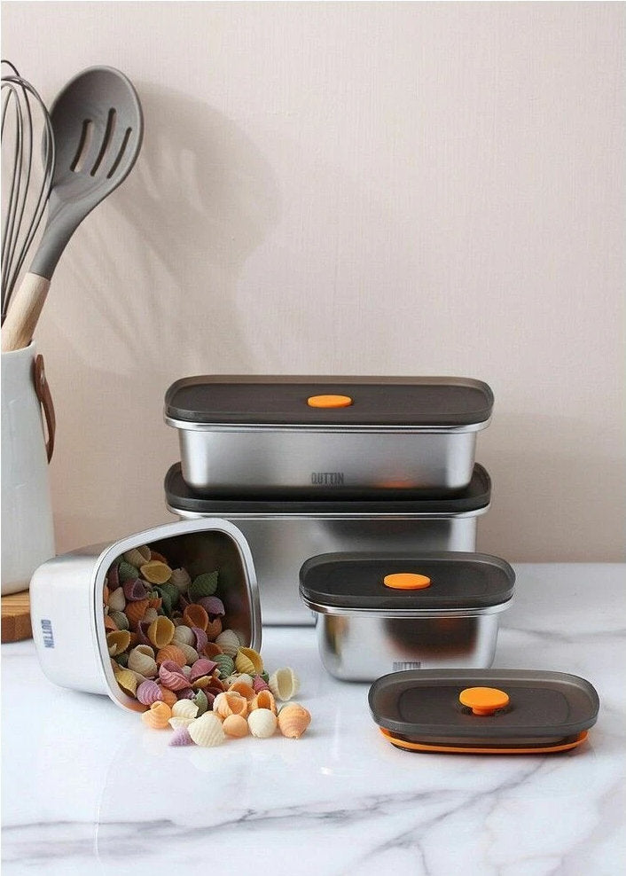 Quttin Edelstahl LUNCHBOX Vorratsdose mit Vakuumverschluss 1l