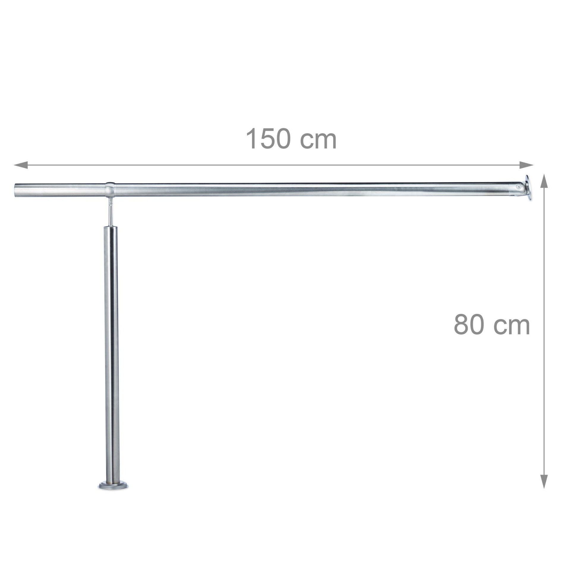 Edelstahl TREPPENGELÄNDER mit Handlauf und Pfosten 150×80cm