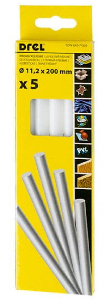 5 Stück Klebesticks Heisskleber HEISSLEIM WEISS für Heissleimpistole Ø11mm L200mm