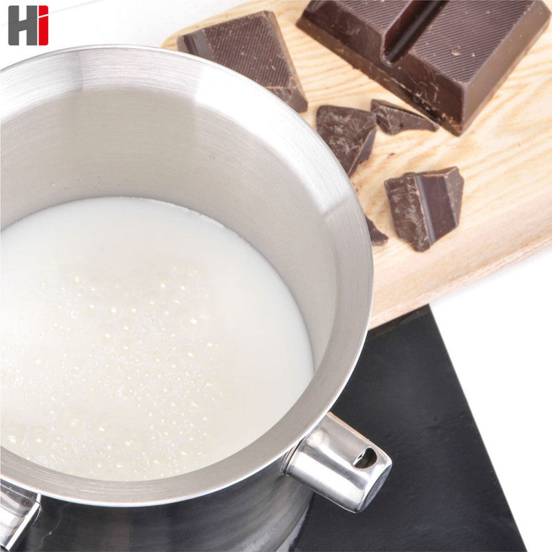 Edelstahl Milchtopf Simmertopf PFANNE Kochtopf mit Griff und Flötenkessel-Funktion Ø14cm 1,5L