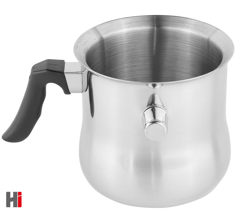 Edelstahl Milchtopf Simmertopf PFANNE Kochtopf mit Griff und Flötenkessel-Funktion Ø14cm 1,5L