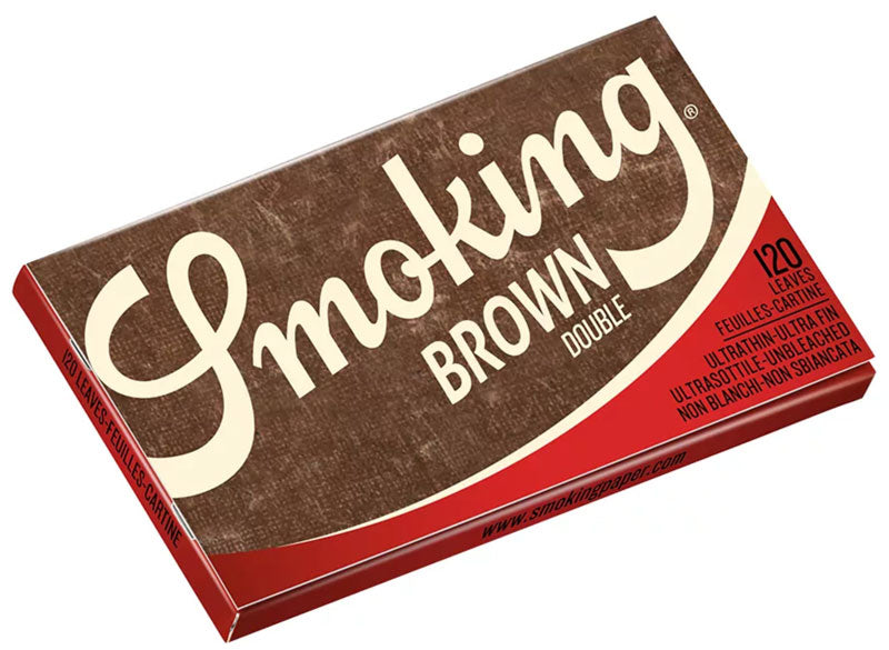 SMOKING BROWN Braun Double Window Papers UNGEBLEICHT Zigarettenpapier 120 Blatt 70×37mm