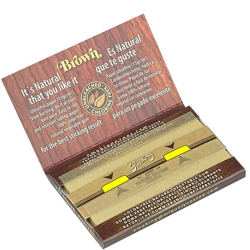 SMOKING BROWN Braun Double Window Papers UNGEBLEICHT Zigarettenpapier 120 Blatt 70×37mm