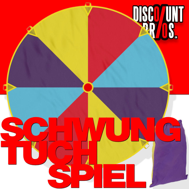 Regenbogen SCHWUNGTUCH Spieltuch für Kinder mit 8 Griffen und Tasche Ø2m