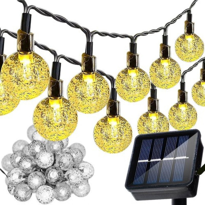 Weihnachtsbeleuchtung oder Partylicht LED SOLAR LICHTERKETTE mit 50 Kugel-LEDs für den Aussenbereich WARMWEISS