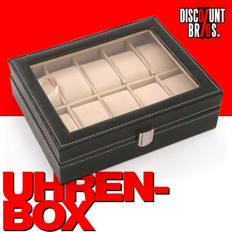 Edle UHRENBOX Schaukasten Uhrenvitrine für 10 Uhren