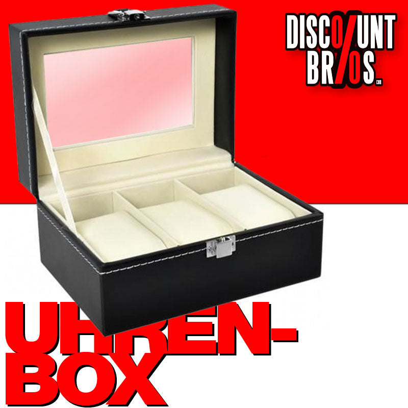 Edle UHRENBOX Schaukasten Uhrenvitrine für 3 Uhren