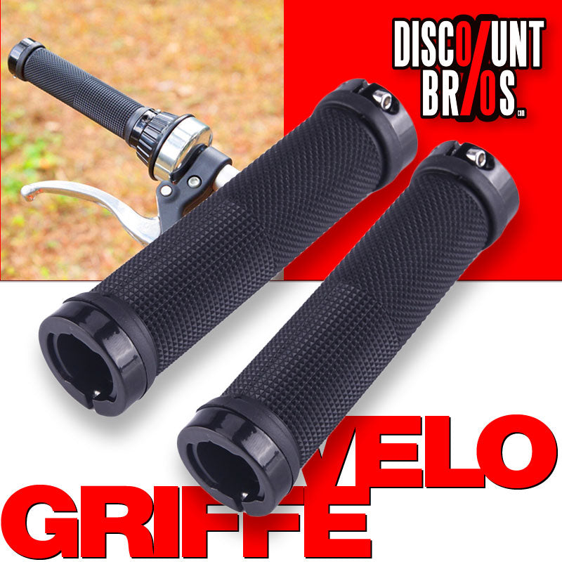 Komfort Velo Fahrrad BMX MTB LENKERGRIFFE Gummi + Alu SCHWARZ