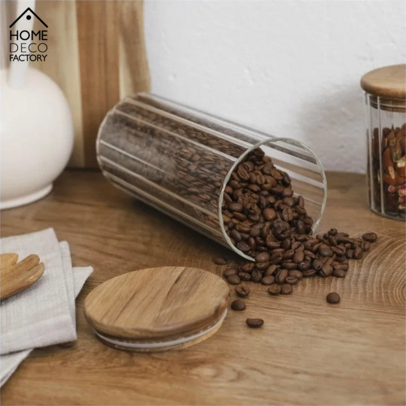 1,1 Liter VORRATSGLAS mit HOLZDECKEL Vorratsbehälter Aufbewahrungsglas transparentes Glas