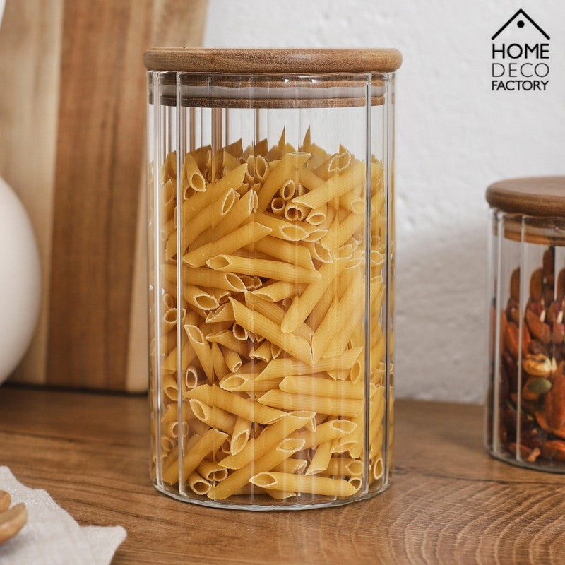 70cl VORRATSGLAS mit HOLZDECKEL Vorratsbehälter Aufbewahrungsglas transparentes Glas