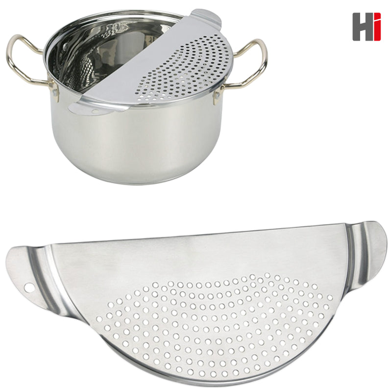 Abgiesshilfe Giesshilfe ABTROPFSIEB Nudelsieb aus Edelstahl für Töpfe bis 26 cm