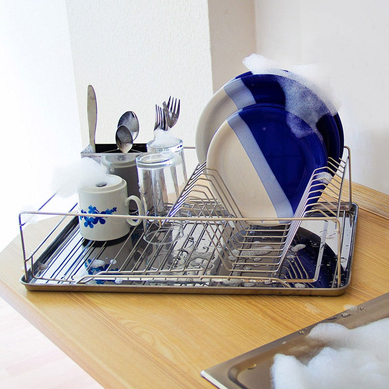 Abtropfkorb GESCHIRR-ABTROPFGITTER Abtropfgestell mit Besteckhalter 48×33cm