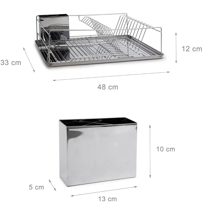 Abtropfkorb GESCHIRR-ABTROPFGITTER Abtropfgestell mit Besteckhalter 48×33cm