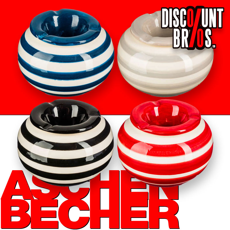 Aschenbecher STURM-ASCHENBECHER in verschiedenen Farben gestreift aus Keramik Ø12,5cm