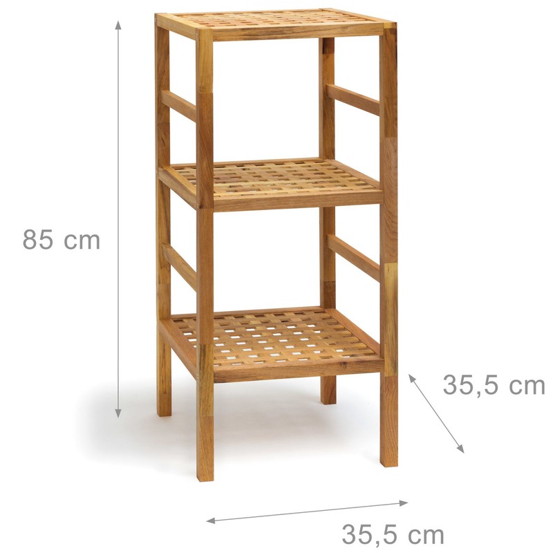 Natürliches Walnuss BADREGAL mit 3 Ablageflächen