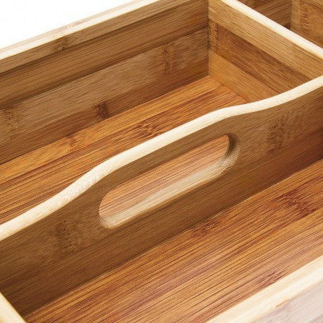 BESTECKKASTEN aus Bambus mit Tragegriff 37×23×7cm