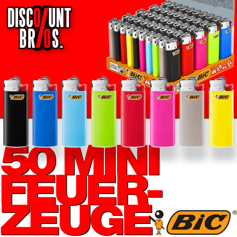 50 Stk. BIC® Einwegfeuerzeuge MINI FEUERZEUG farbig
