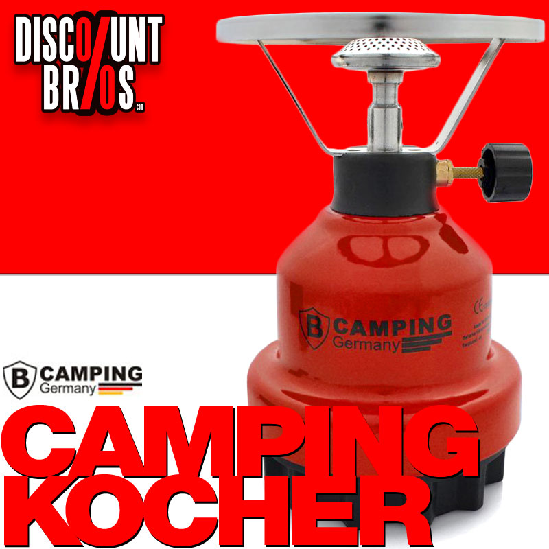 B-CAMPING Campingkocher Butan GASKOCHER Metall SCHWARZ oder ROT