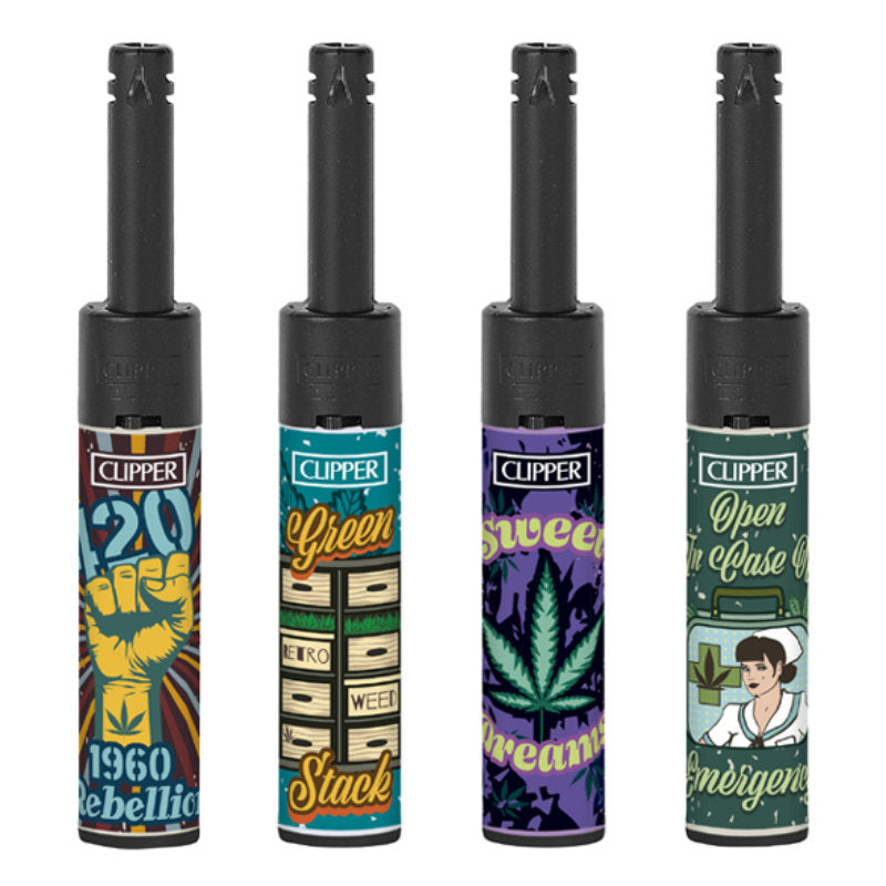 CLIPPER® Feuerzeug MINI STABFEUERZEUG Retro-Weed-Motive