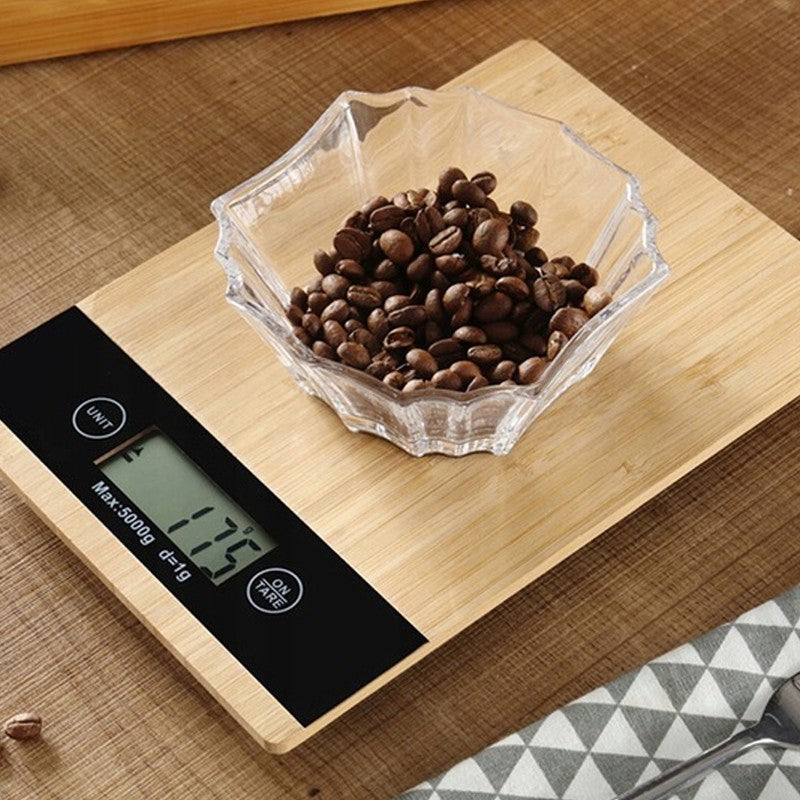 Digitale KÜCHENWAAGE Briefwaage Haushaltswaage BAMBUS Waage bis 5kg