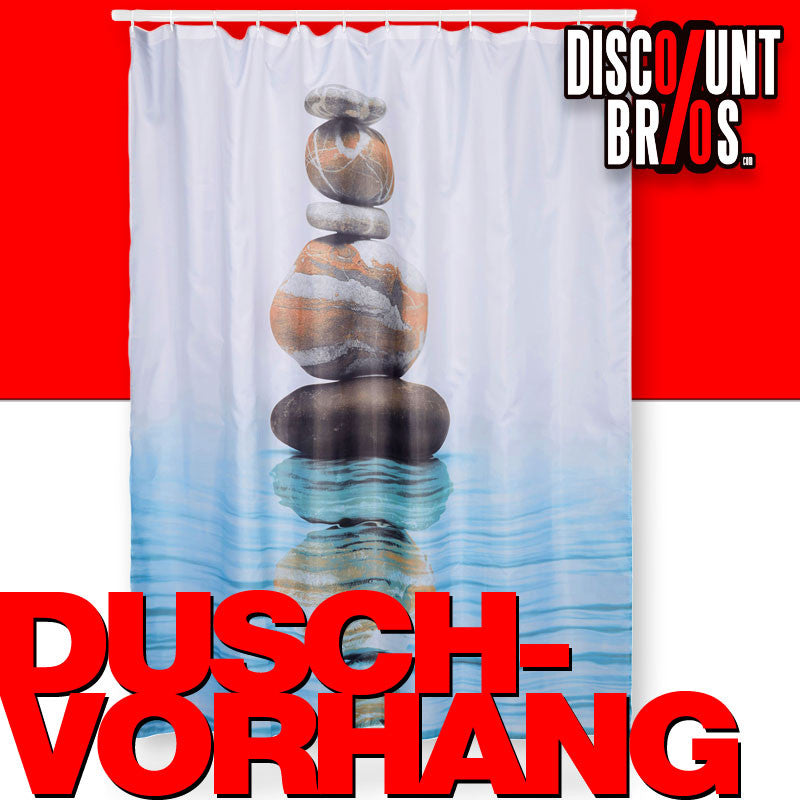 DUSCHVORHANG Steine auf Wasser 180×180cm