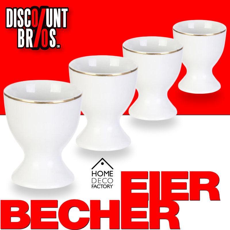 4 Stück Porzellan EIERBECHER Weiss mit Goldrand von HOME DECO FACTORY