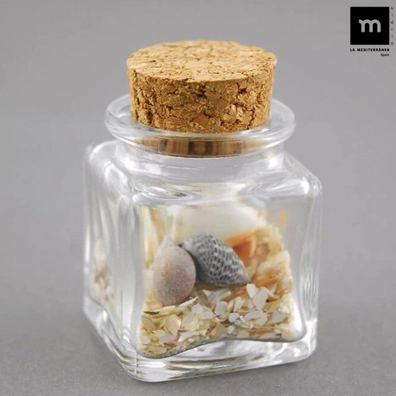 10er-Set 50ml Glasgefäss EINMACHGLÄSER Einmachglas Konfitürenglas mit Korkstopfen GLAS WÜRFEL ECKIG La Mediterránea