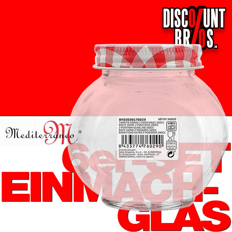 6er-Set 280ml Mediterraneo EINMACHGLÄSER Vorratsglas Einmachglas Konfitürenglas GLAS