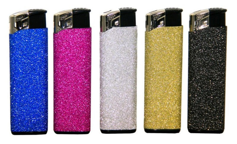 10 Stk. Elektronik FEUERZEUGE farbig GLITZER