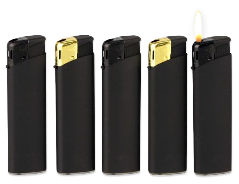 Elektronik FEUERZEUG Mattschwarz + Gold oder + Schwarz nachfüllbar