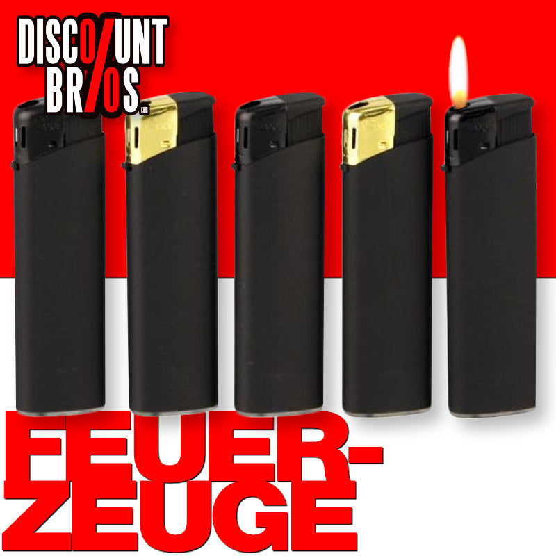 Elektronik FEUERZEUG Mattschwarz + Gold oder + Schwarz nachfüllbar