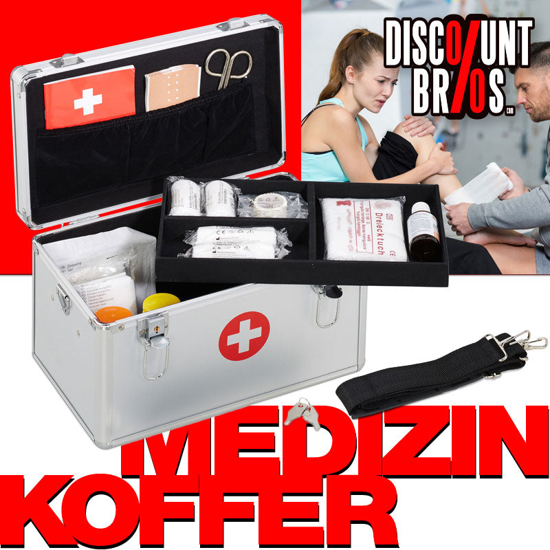 Medizinbox ERSTE HILFE KOFFER Arzneikasten Medizinkasten aus Aluminium