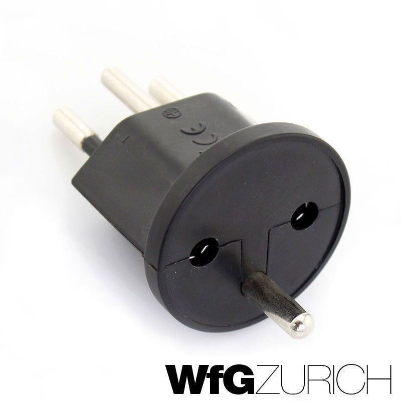 Permanent Fix-Adapter Stecker SCHUKO (Typ F CEE 7) zu Schweiz (T12) 3-polig teilisoliert WEISS