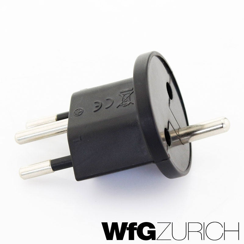 Permanent Fix-Adapter Stecker SCHUKO (Typ F CEE 7) zu Schweiz (T12) 3-polig teilisoliert WEISS