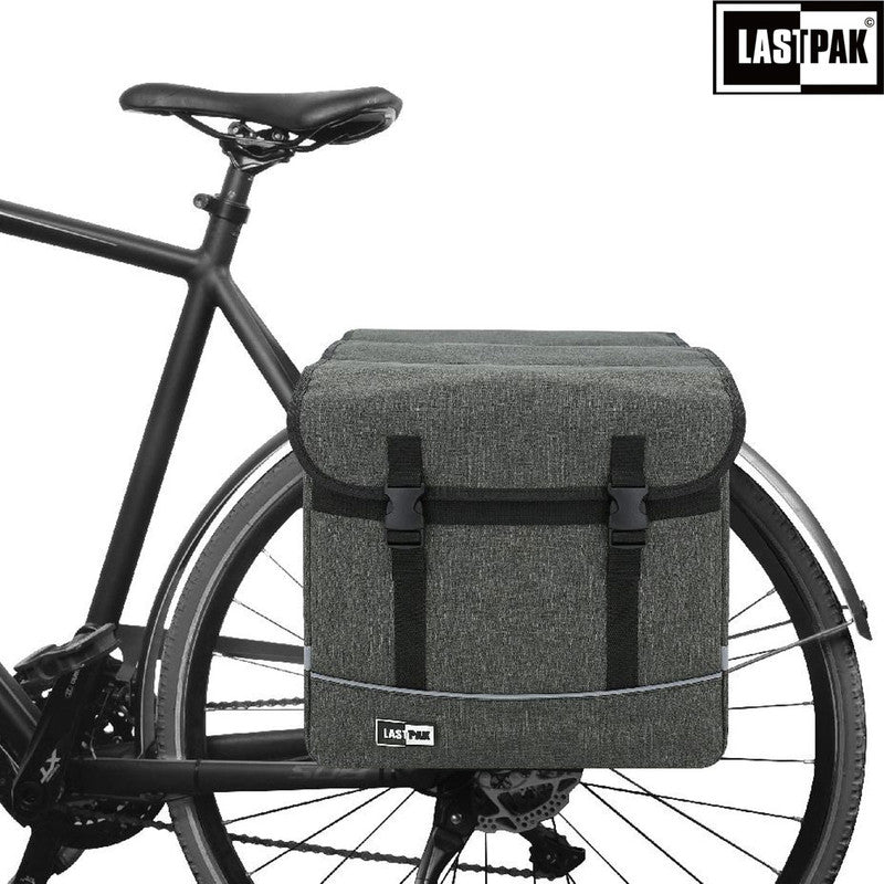 LASTPAK Velo- Fahrrad- DOPPEL- GEPÄCKTASCHEN Canvas Fahrradtasche für Gepäckträger 35l GRAU