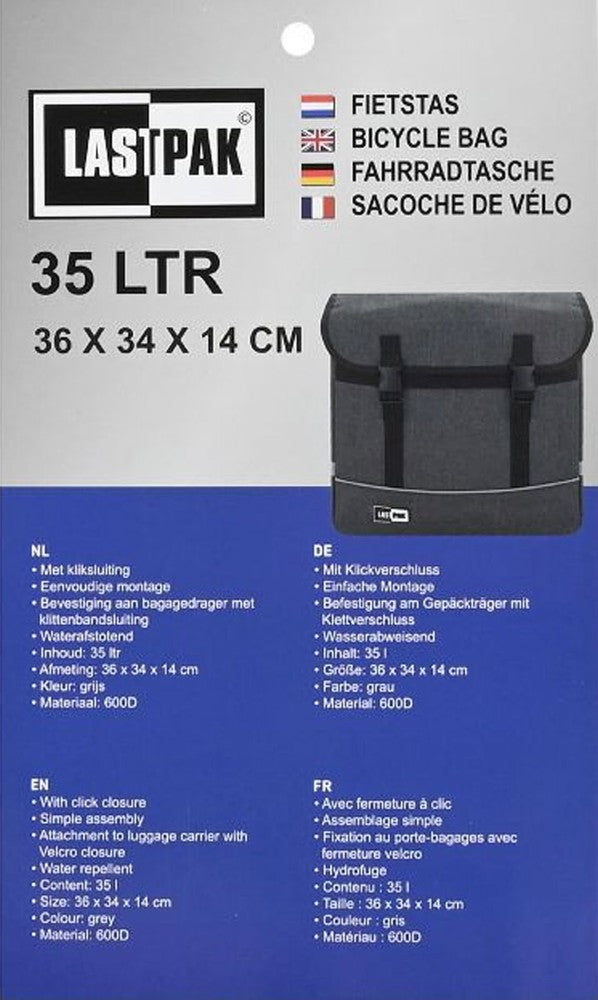 LASTPAK Velo- Fahrrad- DOPPEL- GEPÄCKTASCHEN Canvas Fahrradtasche für Gepäckträger 35l SCHWARZ