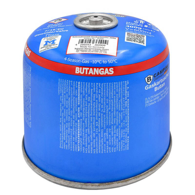 B-CAMPING 300g 600ml Butan GASKARTUSCHE für Gaskocher und Gasbrenner mit Schraubventil