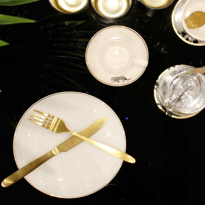 Weisser TELLER mit Goldrand – Speiseteller / Menueteller aus Porzellan von HOME DECO FACTORY Ø27cm